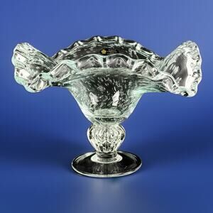 Large MURANO White Cristal Italy Art Glass CENTERPIECE Bowl Vase COA Stickers